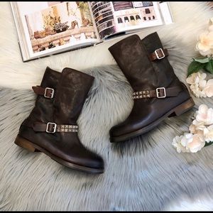 True Religion leather studded moto boots